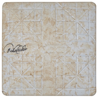 2014 Derek Jeter Game Used and Signed New York Yankees 2nd Base When Jeter Broke Lou Gehrigs Double Record For The Yankees (MLB Authenticated & Steiner)